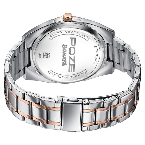 Poze By Sonata Quartz Analog Silver Dial Two Toned Metal Strap Watch For Men - image number 6