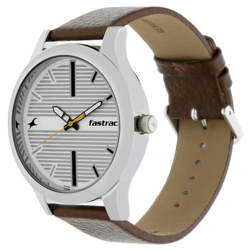 Fastrack Fundamentals Quartz Analog White Dial Leather Strap Watch for Guys - image number 2