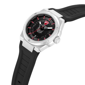 Ducati Quartz Analog Black Dial Black Silicone Strap Watch For Men