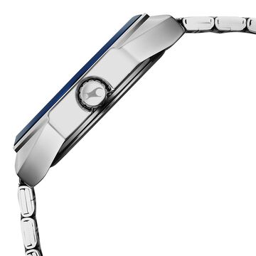 Fastrack Oceanyx Quartz Analog with Date Blue Dial Silver Strap Watch For Guys