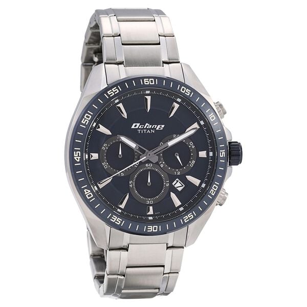 Titan Octane Blue Dial Chronograph Stainless Steel Strap watch for Men - image number 1