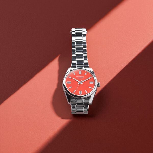 Buy Online Sonata Poze Quartz Analog Orange Dial Silver Metal