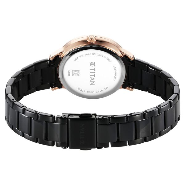 Titan Glamour Quartz Analog Black Dial Black Stainless Steel Strap Watch For Women - image number 4