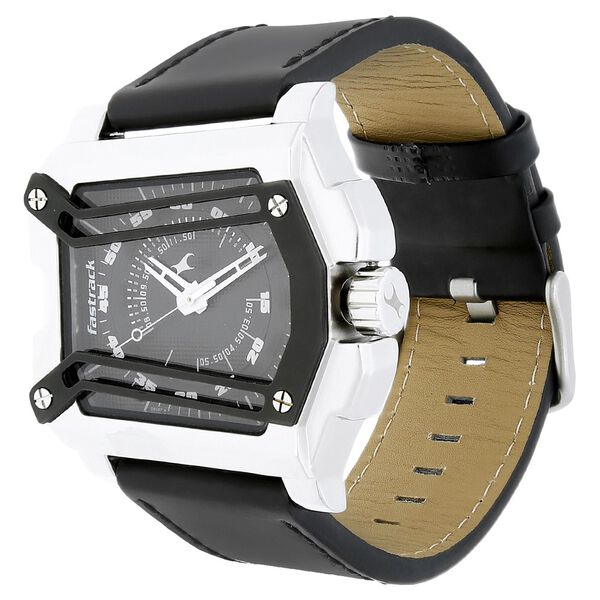 Fastrack Quartz Analog Black Dial Leather Strap Watch for Guys - image number 1