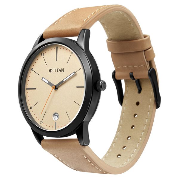 Titan Elmnt Off White Dial Analog Leather Strap watch for Men - image number 1