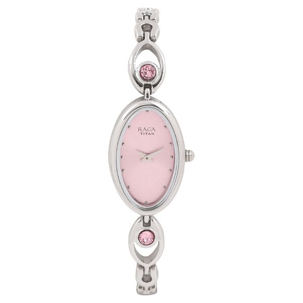 Titan Quartz Analog Pink Dial Metal Strap Watch for Women - image number 0