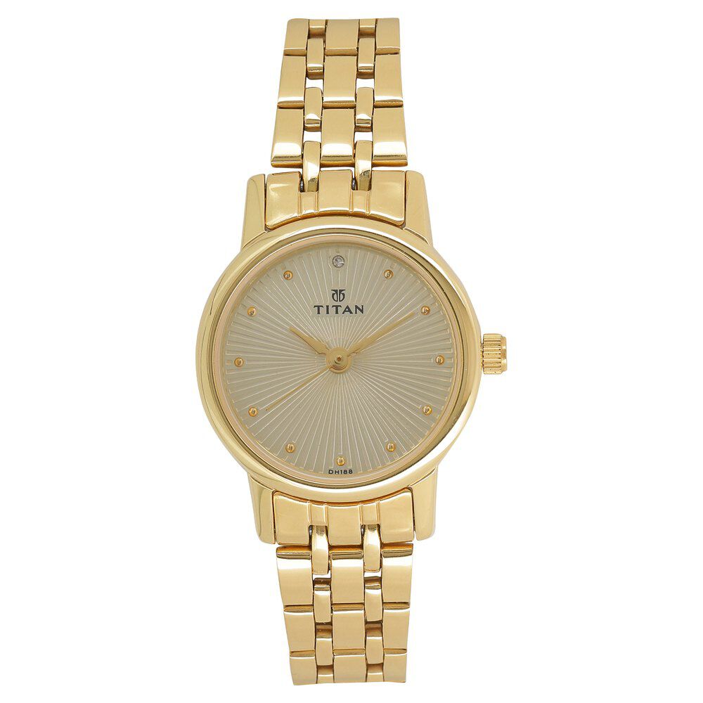 Buy Online Titan Quartz Analog Champagne Dial Stainless Steel