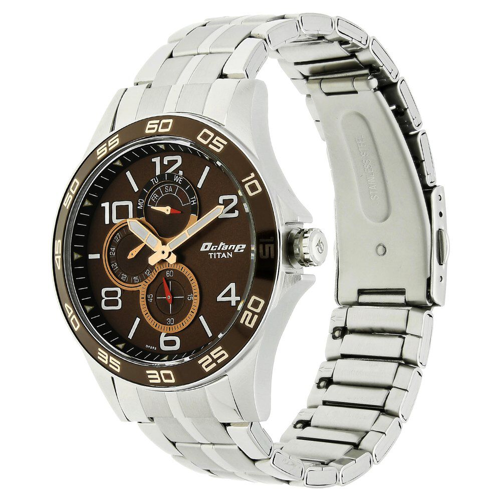 Buy Online Titan Analog with Day and Date Brown Dial Stainless