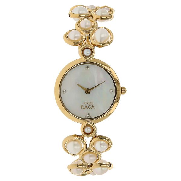 Titan Raga Mother of Pearl Dial Women Watch With Metal Strap - image number 0