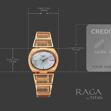 Titan Raga Ethereal Quartz Analog Mother of Pearl Dial Rose Gold Metal Strap Watch For Women