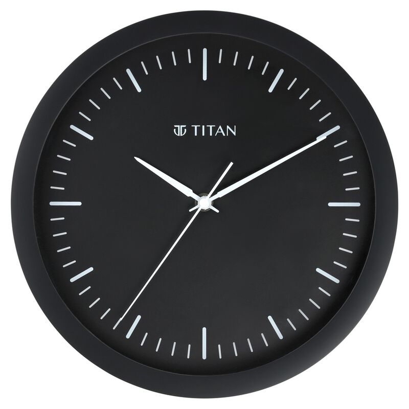 Titan Contemporary Black Wall Clock with Silent Sweep Technology 30 cm x 30 cm (Medium)