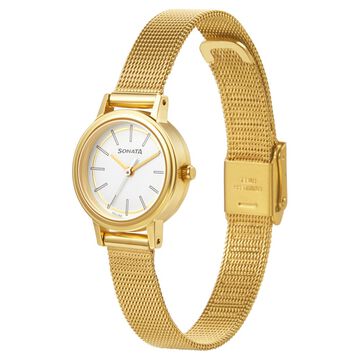 Sonata Essentials White Dial Women Watch With Stainless Steel Strap