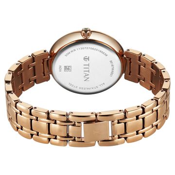 Titan Purple Eternal Quartz Analog Off White Dial Rose Gold Metal Strap Watch For Women