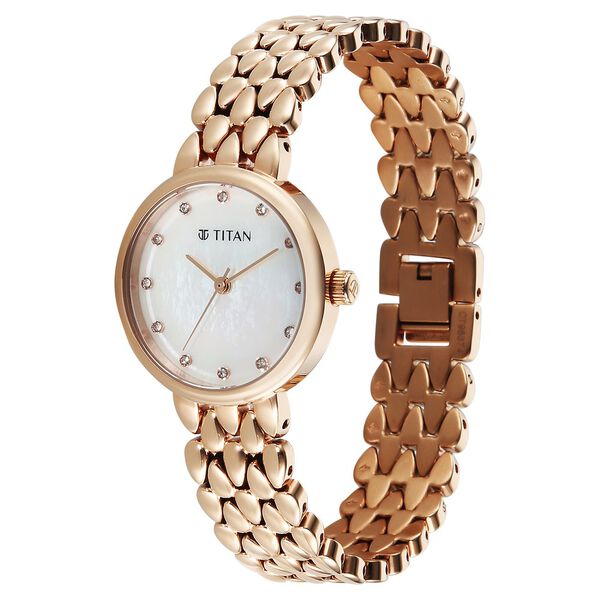 Titan Glamour Quartz Analog Mother Of Pearl Dial Stainless Steel Strap Watch For Women - image number 2