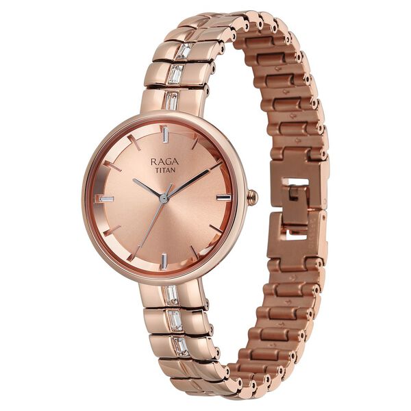 Titan Raga Contempore Quartz Analog Rose Gold Dial Rose Gold Metal Strap Watch For Women - image number 2