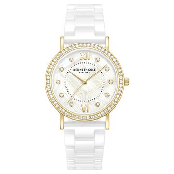 Kenneth Cole Quartz Analog White Dial White Ceramic Strap Watch For Women