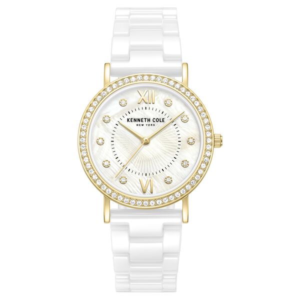 Kenneth Cole Quartz Analog White Dial White Ceramic Strap Watch For Women - image number 0