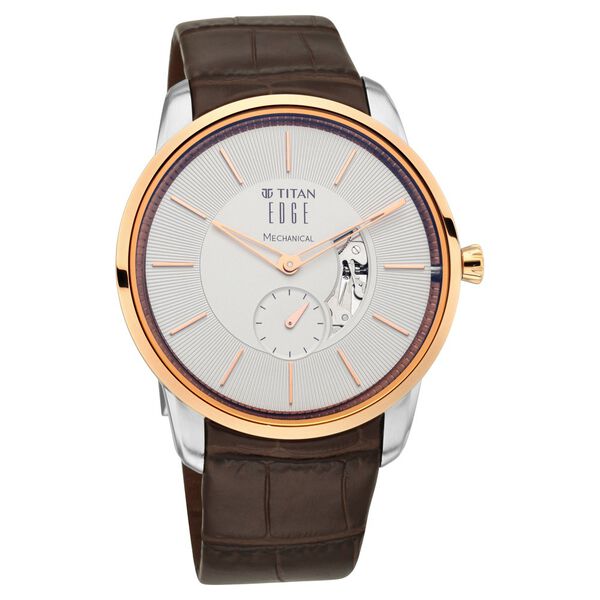 Titan Edge Mechanical Brown Dial Mechanical Leather Strap watch for Men - image number 0