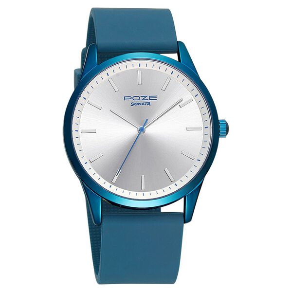 Poze by Sonata Quartz Analog Silver Dial Silicone Strap Watch for Men - image number 1