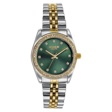 Sonata Poze Quartz Analog Green Dial Two Toned Colour Stainless Steel Strap Watch For Women
