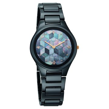 Edge Tessel Quartz Analog Blue Dial Blue Ceramic Strap Watch For Women