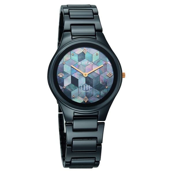 Edge Tessel Quartz Analog Blue Dial Blue Ceramic Strap Watch For Women - image number 1