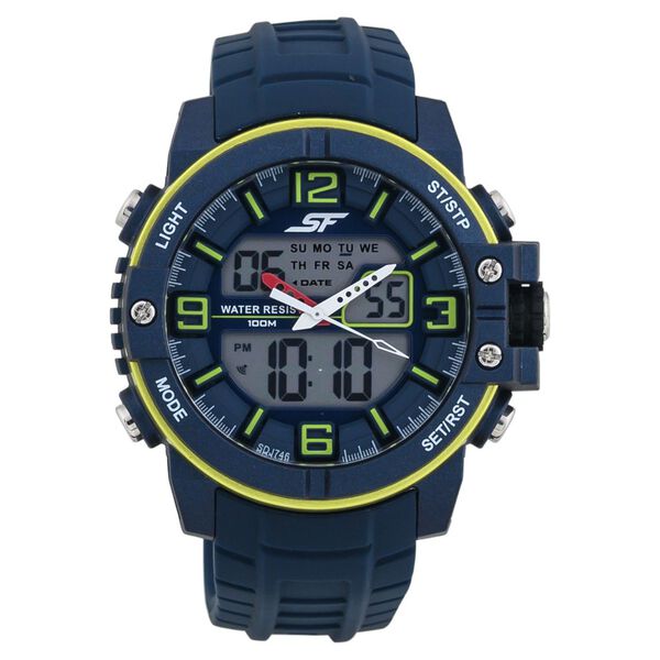 SF Quartz Analog Digital Dial Silicone Strap Watch for Men - image number 0