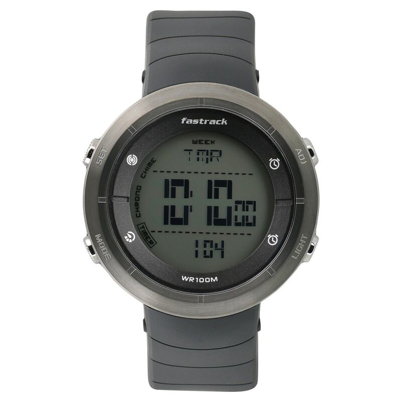 Fastrack Trendies Digital Grey Dial Plastic Strap Watch for Guys
