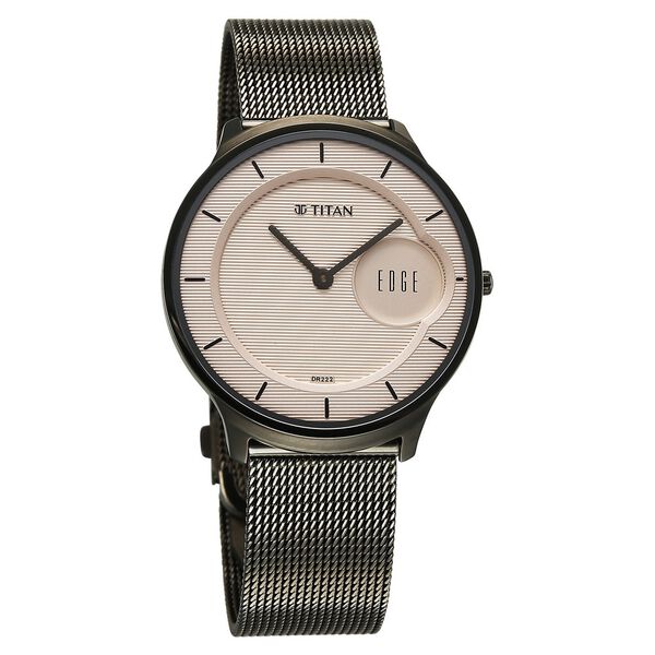 Titan Edge Murals Quartz Analog Pink Dial Grey Stainless Steel Strap Watch For Men - image number 1