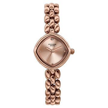 Poze Poze Quartz Analog Pink Dial Rose Gold Metal Strap Watch For Women