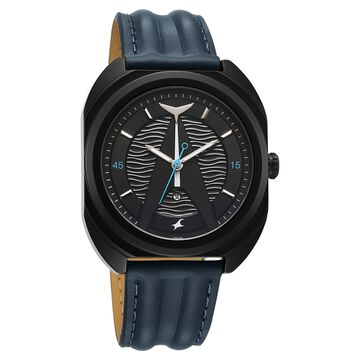 Fastrack Oceanyx Quartz Analog with Date Black Dial Blue Strap Watch For Guys