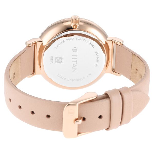 Titan Slimline Silver Dial Quartz Multifunction Leather Strap watch for Women - image number 5