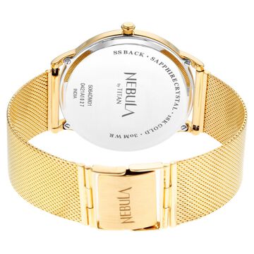 Titan Nebula Lustre Analog 18k Full Gold Milanese Strap Watch for Men