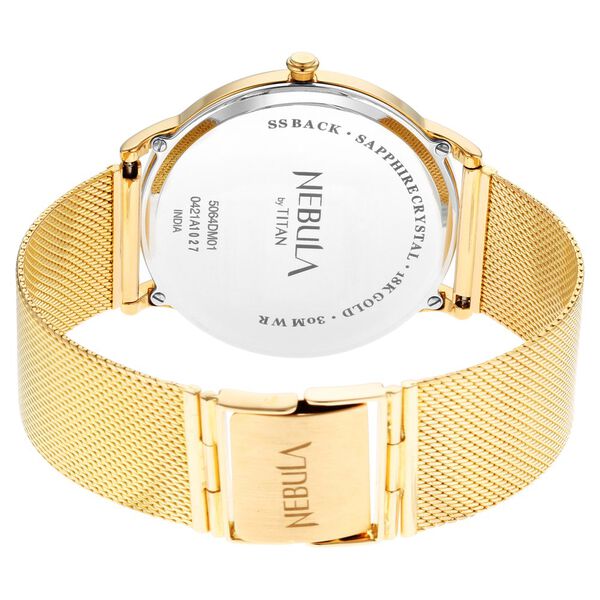 Titan Nebula Lustre Analog 18k Full Gold Milanese Strap Watch for Men - image number 5