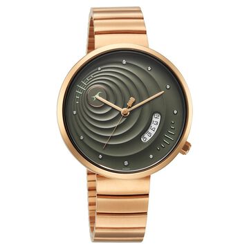 Fastrack Groove Quartz Analog with Date Green Dial Girls Stainless Steel Watch
