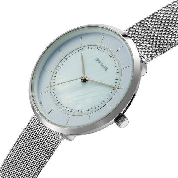 Sonata Modern Edit Quartz Analog Blue Dial Stainless Steel Strap Watch For Women - image number 2