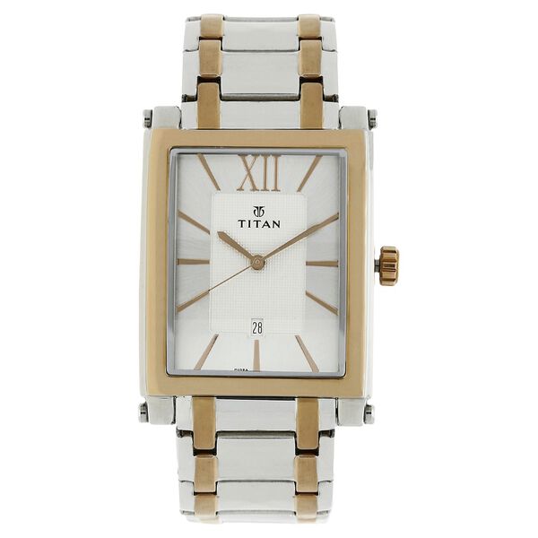 Titan Quartz Analog with Date Silver Dial Metal Strap Watch for Men - image number 0