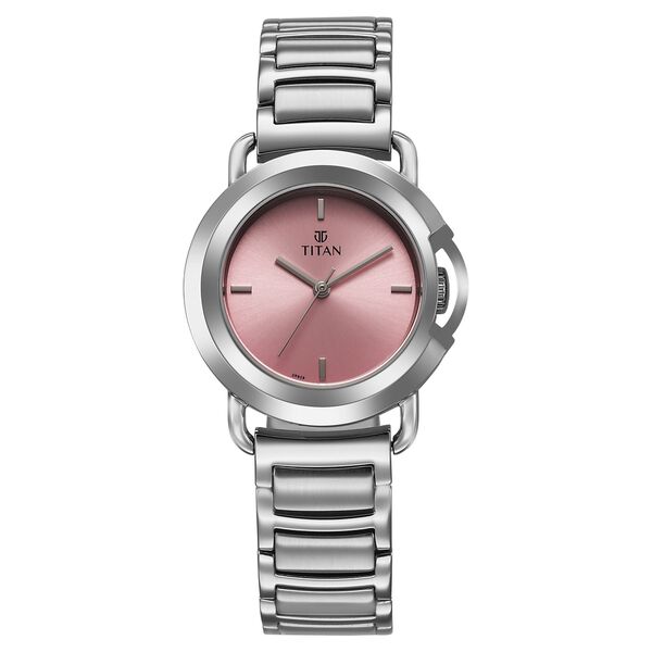 Titan Workmode Quartz Analog Pink Dial Stainless Steel Strap Watch For Women - image number 0