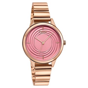 Sonata Poze Quartz Analog Pink Dial Stainless Steel Strap Watch For Women