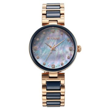 Titan Purple Ceramics Blue Dial Watch for Women