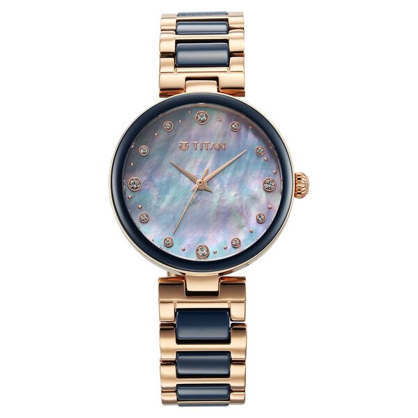 Titan Purple Ceramics Blue Dial Watch for Women - image number 0