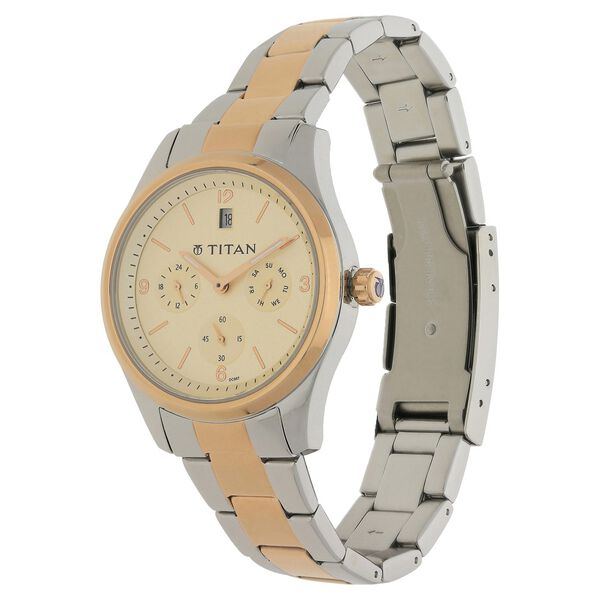 Titan Quartz Analog Off White Dial Stainless Steel Strap Watch for Women - image number 1
