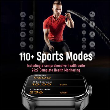 Fastrack Reflex Power|4.97 CM Super AMOLED Arched Display|SingleSync BT Calling|410 x 502 Pixel Resolution|IP68 WR