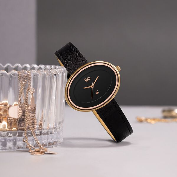 Vyb Mirage By Fastrack Quartz Analog Black Dial Black Split leather Strap Watch For Girls - image number 0