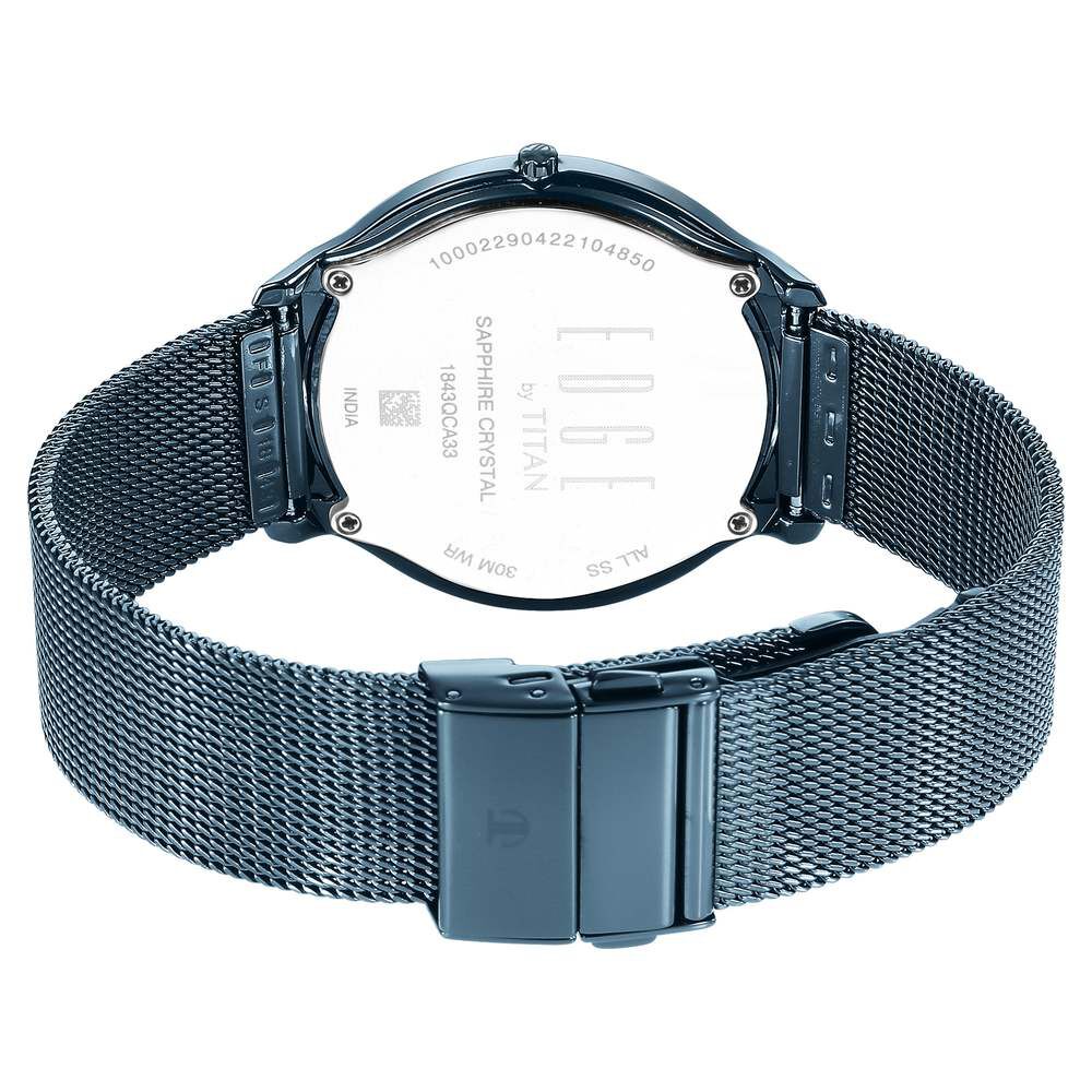 Edge Baseline Blue Dial Stainless Steel Strap Watch Men