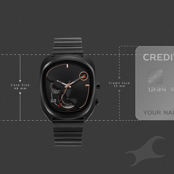 Fastrack UFO Quartz Multifunction Black Dial Black Stainless Steel Strap Watch For Guys - image number 3