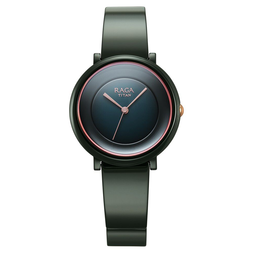 Titan Raga Ceramics Blue Dial Ceramic Strap Watch for Women