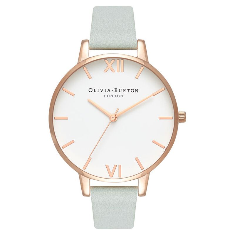 Olivia Burton Quartz Analog White Dial Leather Strap Watch for Women