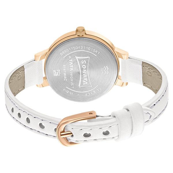 Sonata Unveil Quartz Multifunction Leather Strap Watch for Women - image number 3