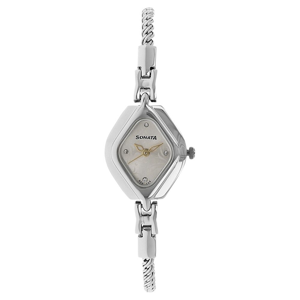 Buy Online Sonata Wedding Peach Dial Women Watch With Metal Strap nk87010sm01 Titan
